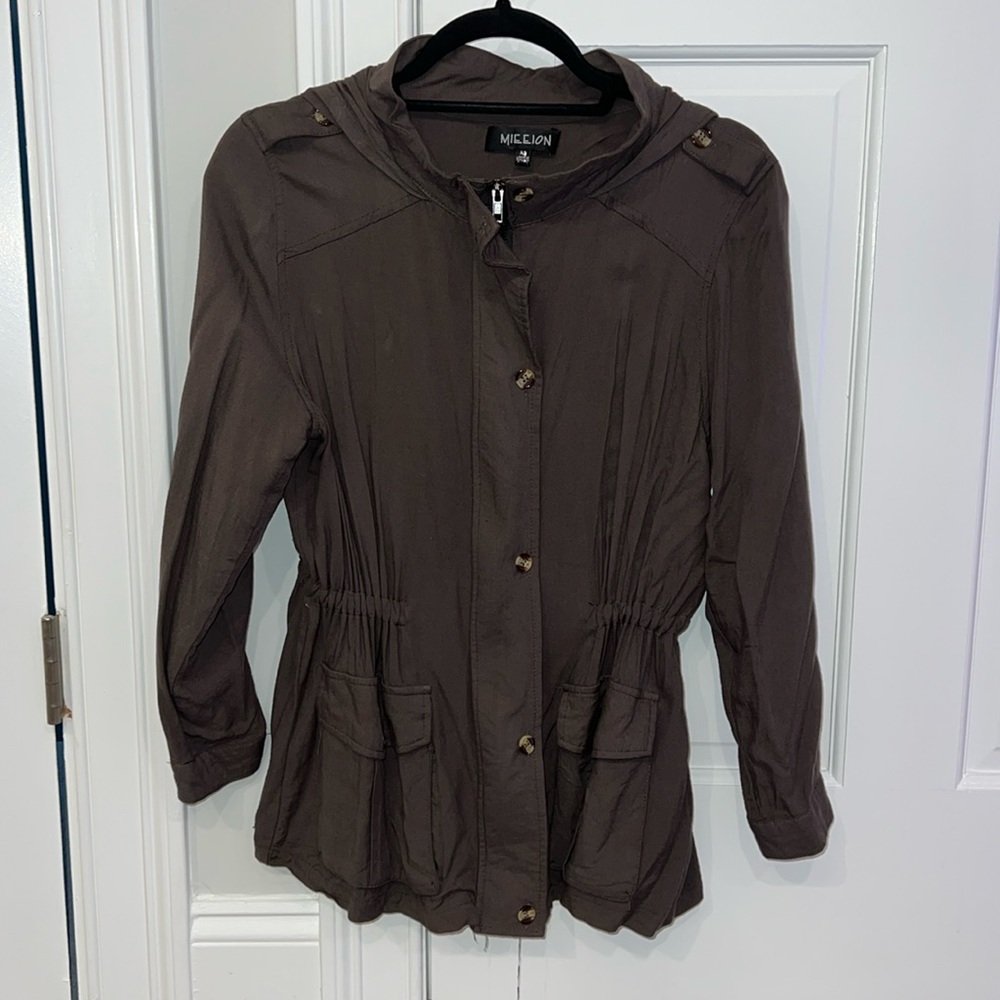 Green Zip Up Utility Jacket